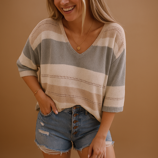 Cozy Lightweight Oversized Women’s Sweater – Soft, Breathable Knit in Neutral Tones, Perfect for All-Season Comfort