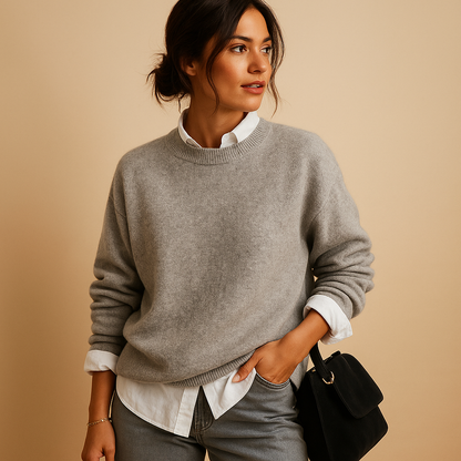 Elegant Women's Woolen Sweater - Minimalist Design, Comfortable Fit, Available in Black, Beige, Taupe, Sizes S to 3XL 3